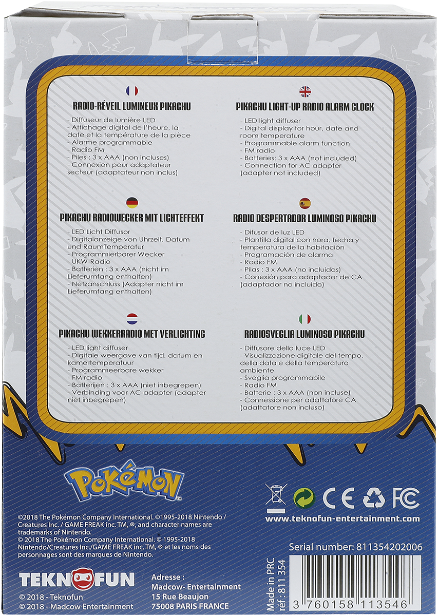 Pokémon Teknofun - liegender Pikachu Wecker multicolor