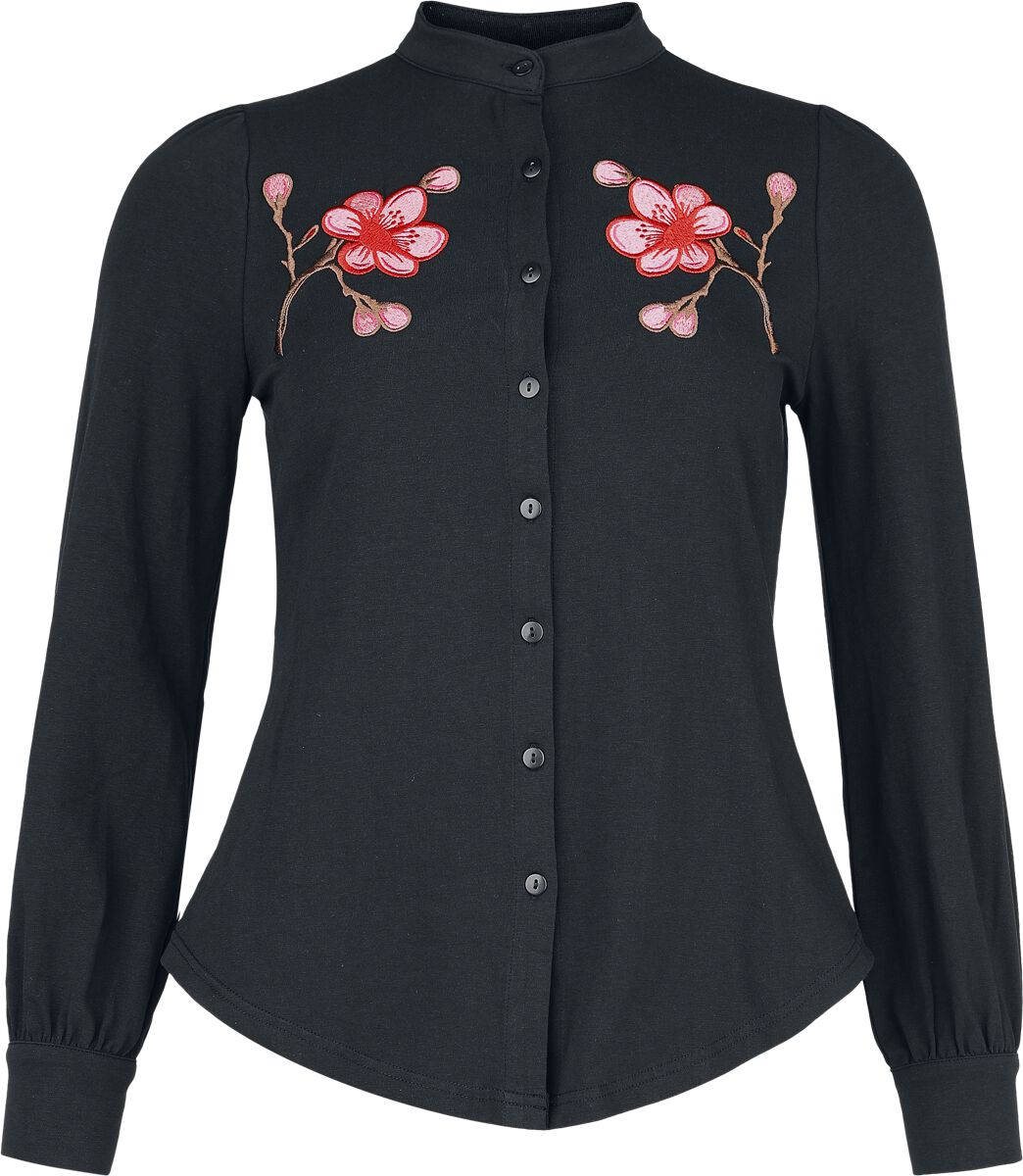 4069225047968 - Asia Dreams Flowers Blouse Langarmhemd schwarz in XXL