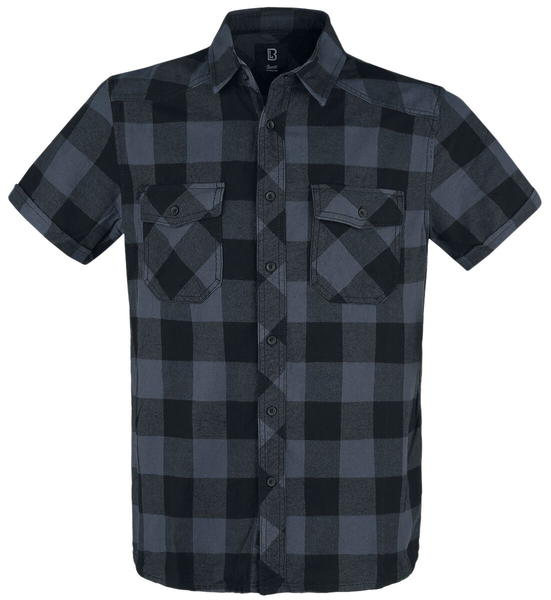 Brandit Checkshirt halfsleeve Kurzarmhemd schwarz grau in L
