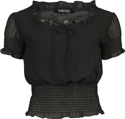T-Shirt With Smocked Details, Gothicana by EMP, T-Shirt