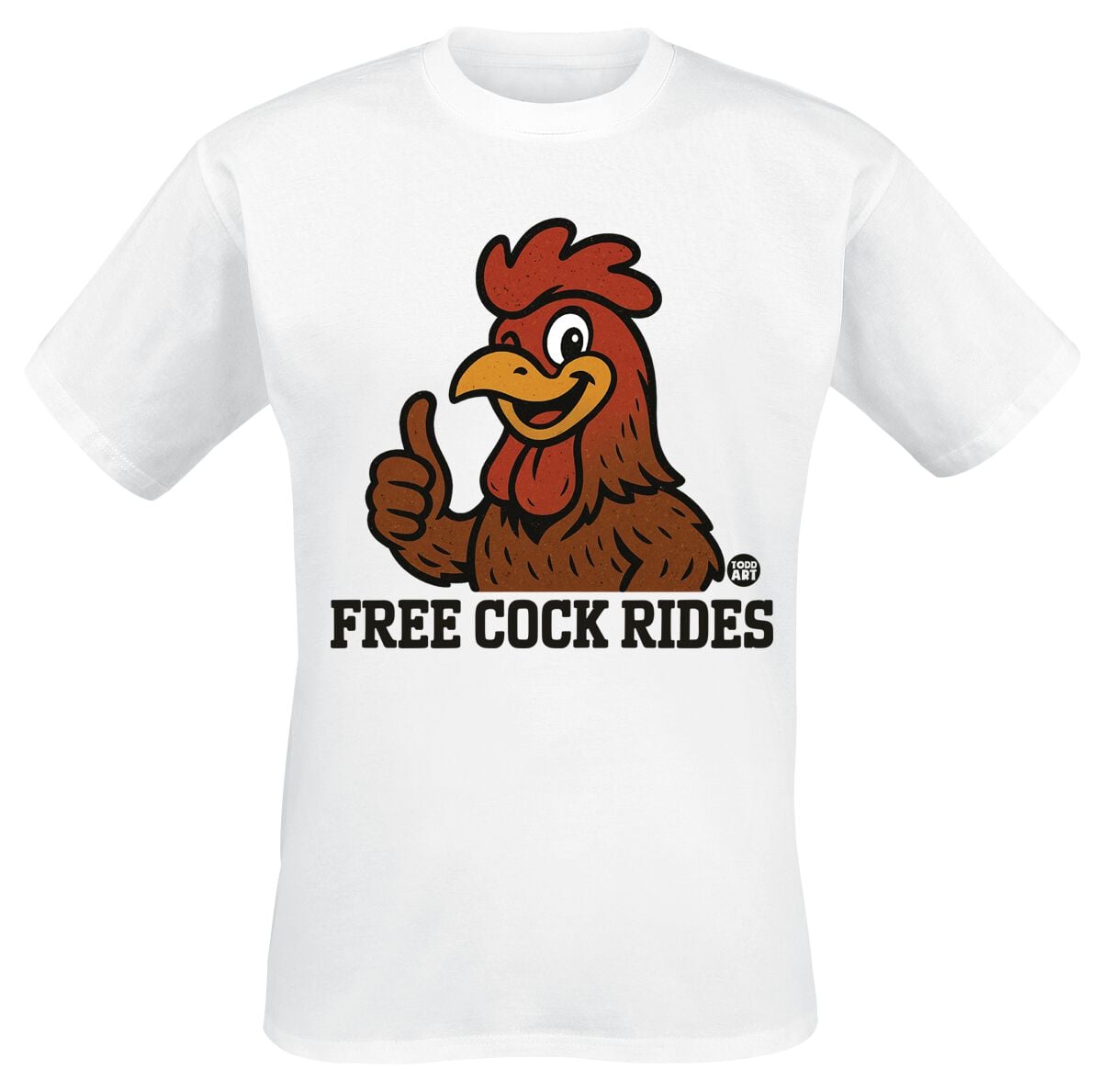 Todd Goldman Free Cock Rodes Rooster T-Shirt weiß in XXL