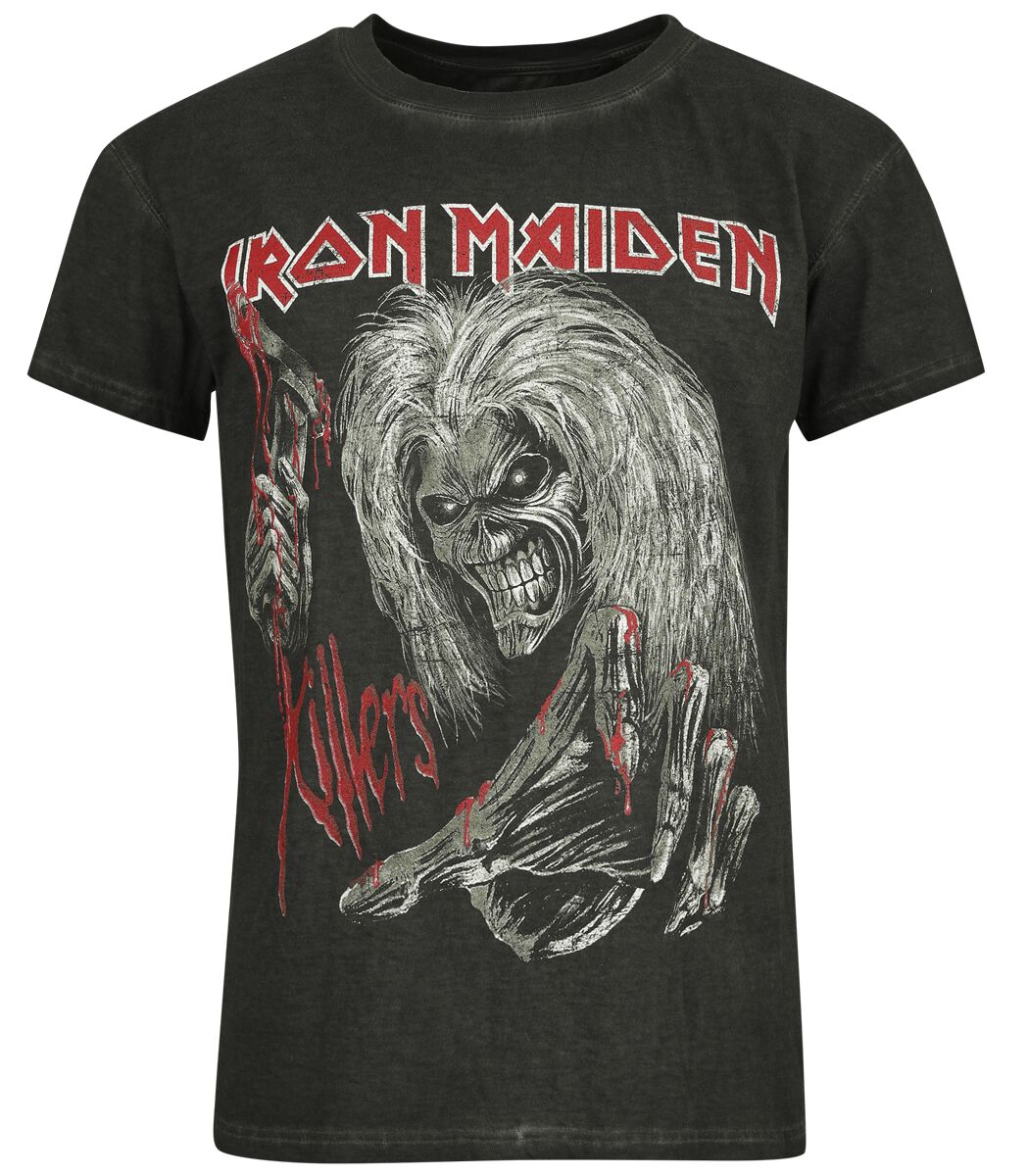 Iron Maiden T-Shirt - Eddie Kills Again - S bis M - für Männer - Größe S - anthrazit  - Lizenziertes Merchandise!