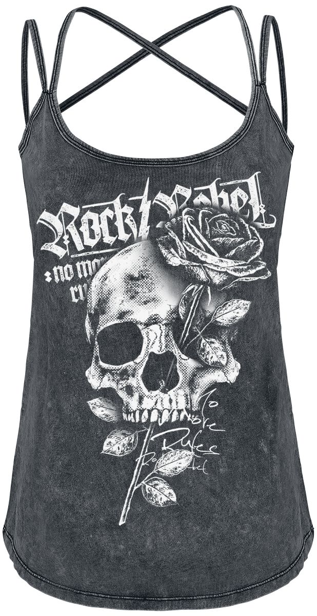 Image of Top di Rock Rebel by EMP - Top with Vintage Wash and Print - S a 5XL - Donna - grigio
