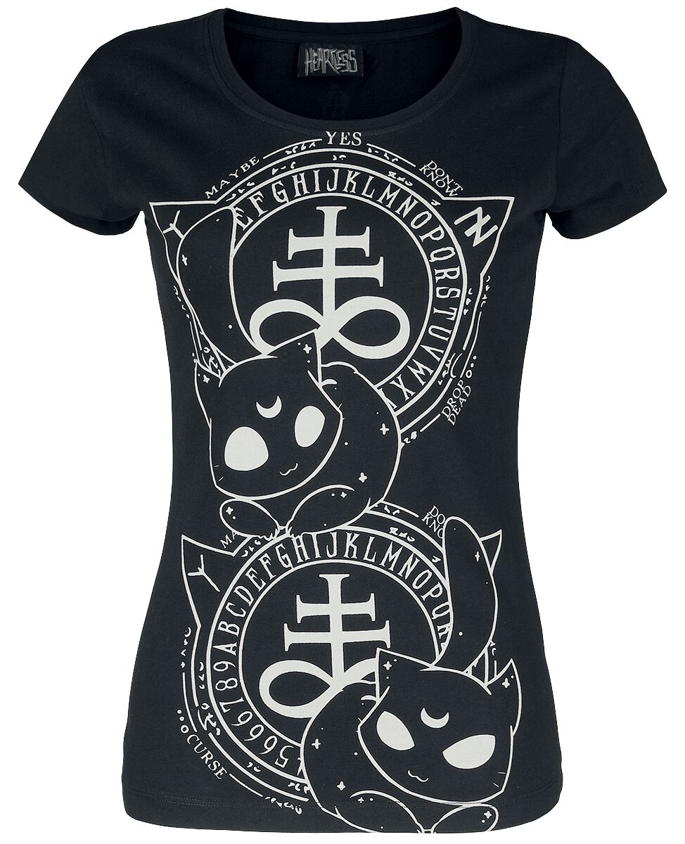 Heartless - Gothic T-Shirt - Cat Craft T-Shirt - S bis XXL - für Damen - Größe XL - schwarz/weiß