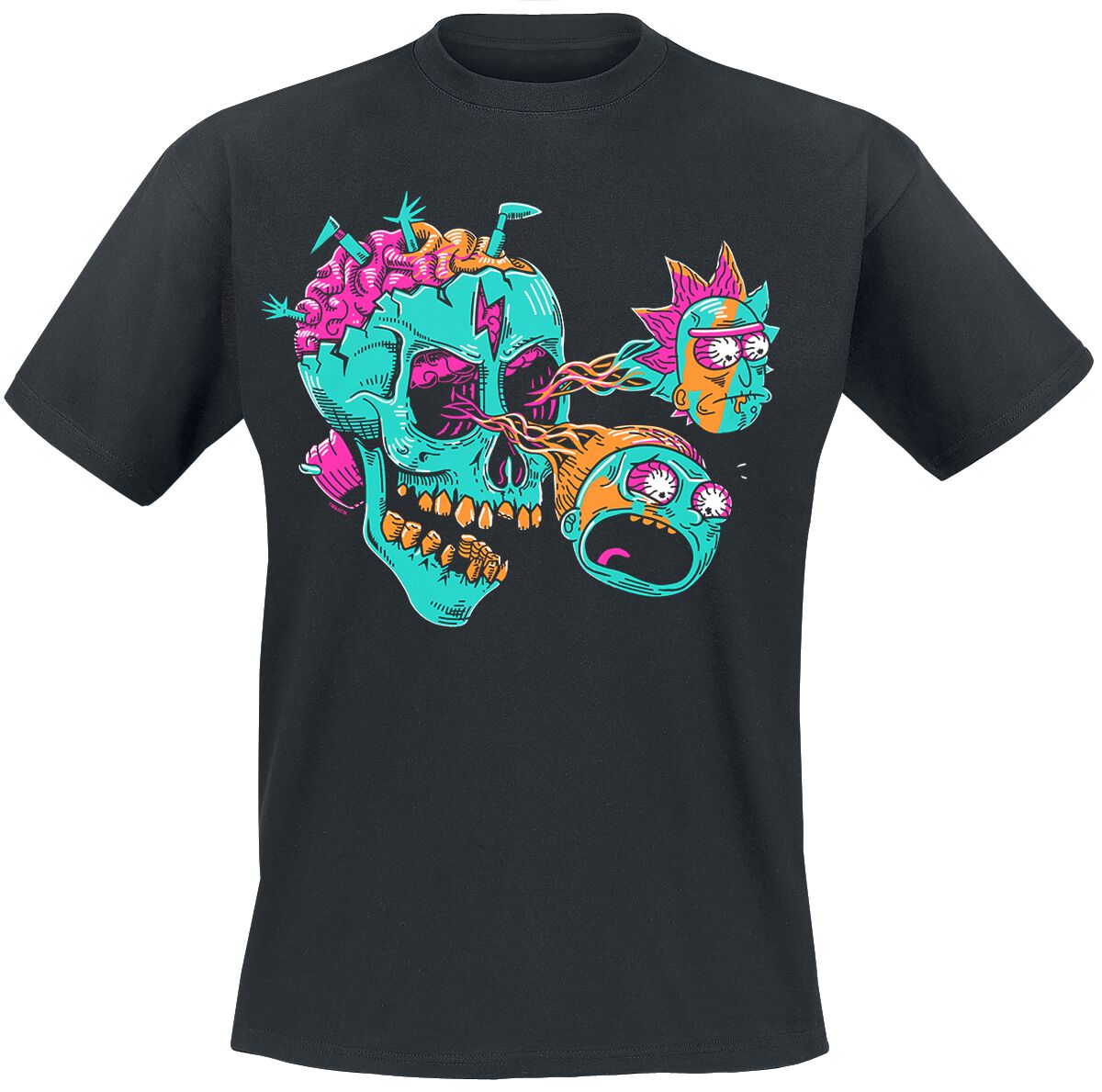 Rick And Morty T-Shirt - Eyeball Skull - M bis XL - für Männer - Größe M - schwarz  - Lizenzierter Fanartikel