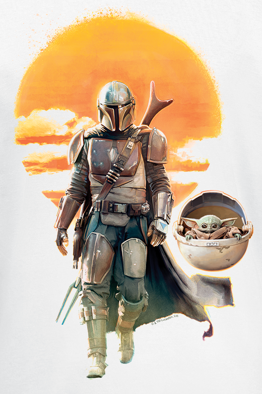 Star Wars The Mandalorian - Sunset Poster T-Shirt weiß