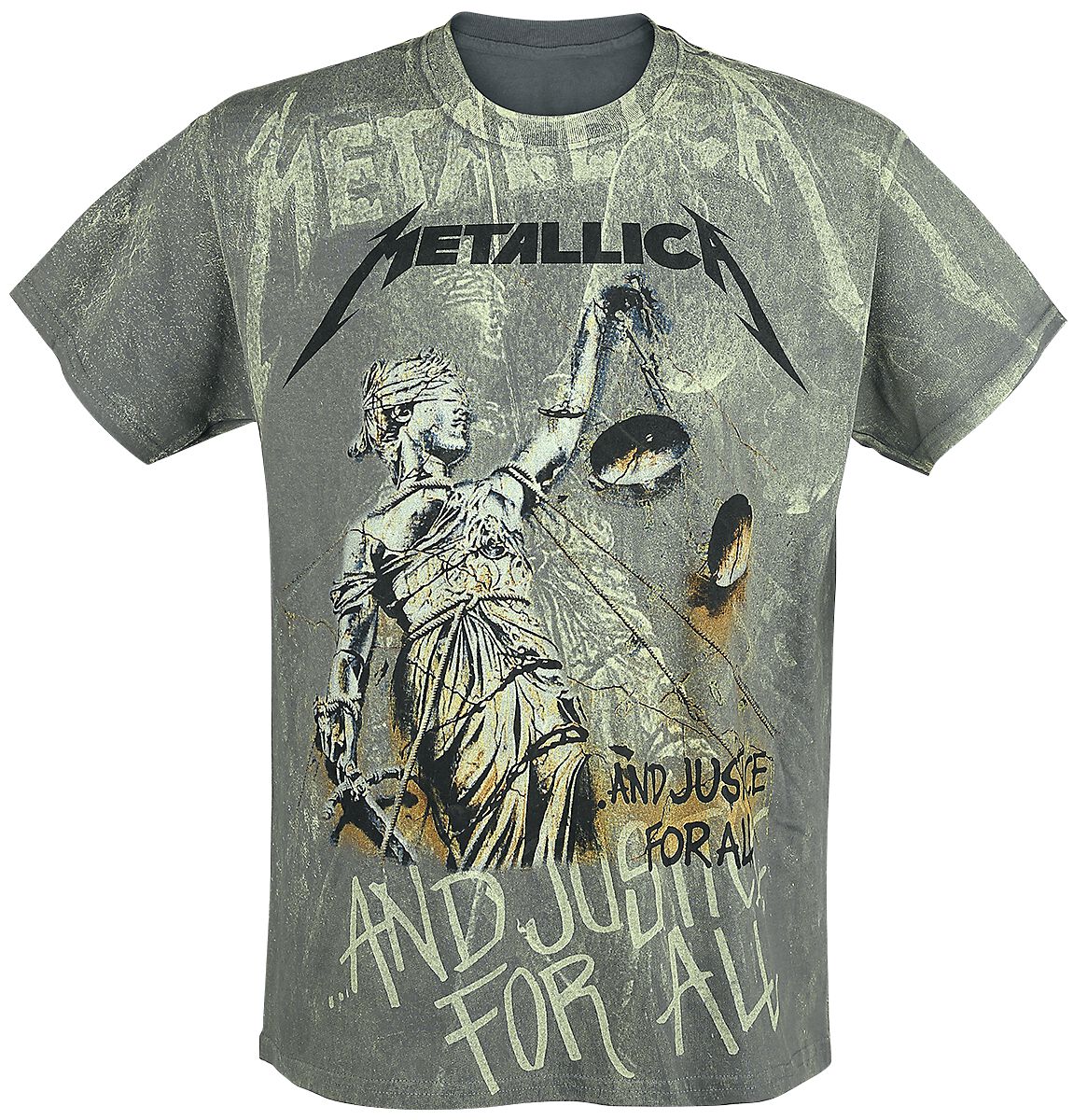 Metallica T-Shirt - ... And Justice For All - Neon Backdrop - S bis XL - für Männer - Größe L - charcoal  - Lizenziertes Merchandise!