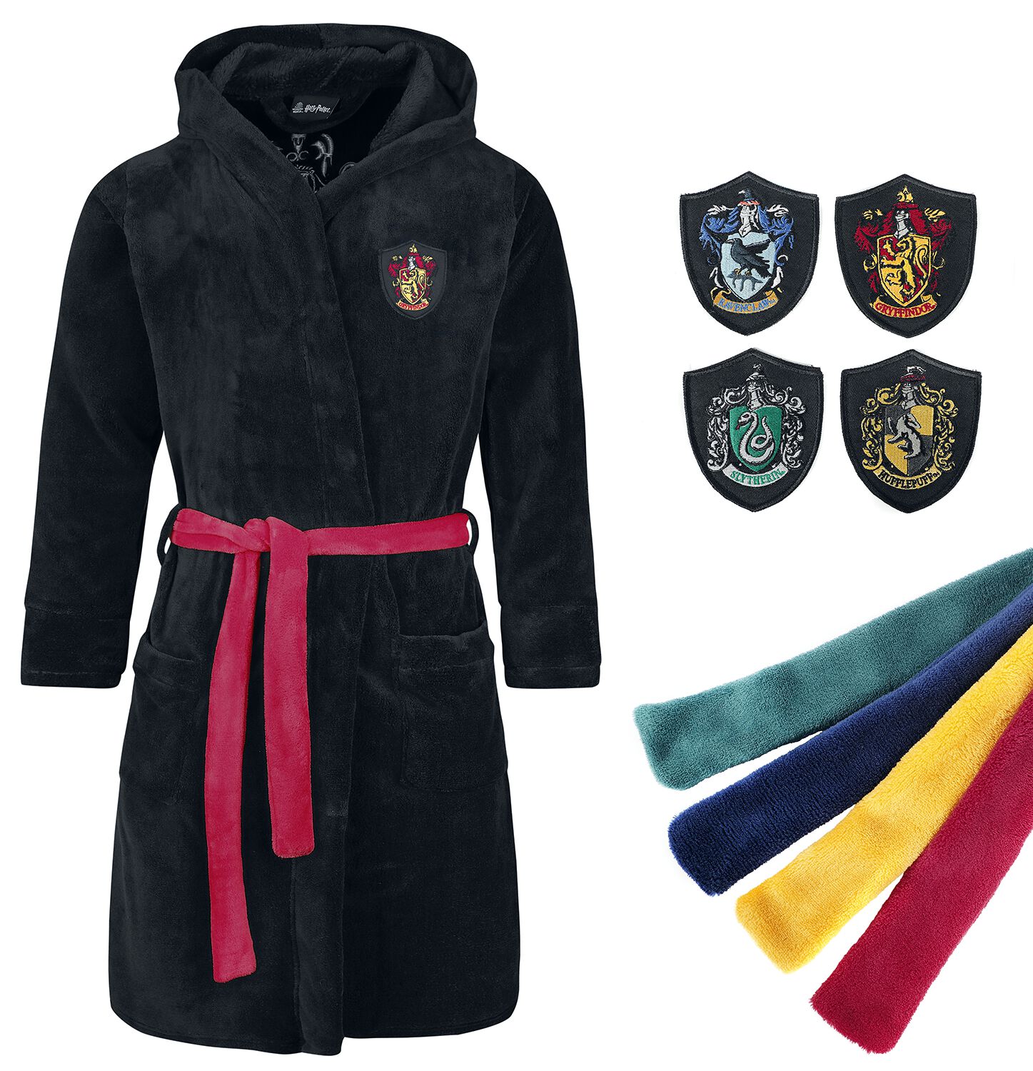 Harry Potter Bademantel - Häuser - S-M bis L-XL - für Damen - Größe S-M - schwarz  - EMP exklusives Merchandise!