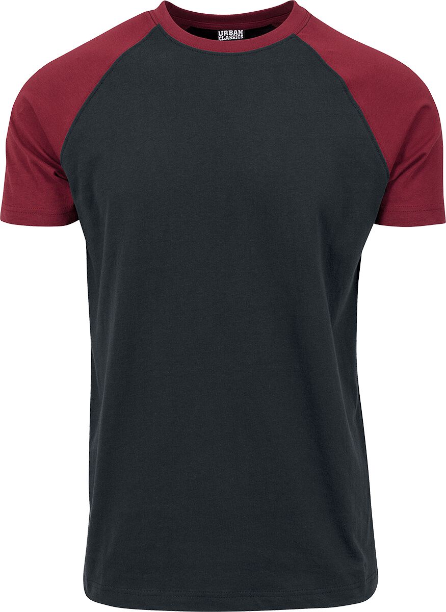 Urban Classics T-Shirt - Raglan Contrast Tee - XXL - für Männer - Größe XXL - schwarz/burgund