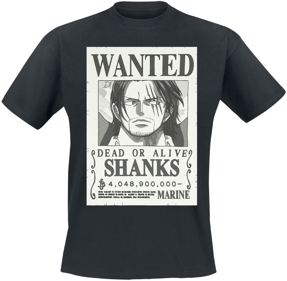 One Piece - Wanted - Dead or Alive - Shanks - T-Shirt - schwarz - EMP Exklusiv!