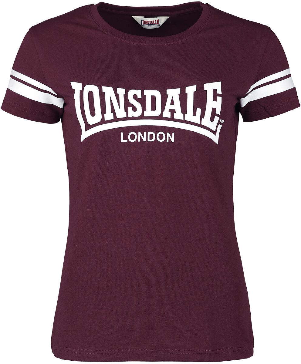 T-Shirt Manches courtes de Lonsdale London - KILLEGRAY - XS à XL - pour Femme - rouge foncé