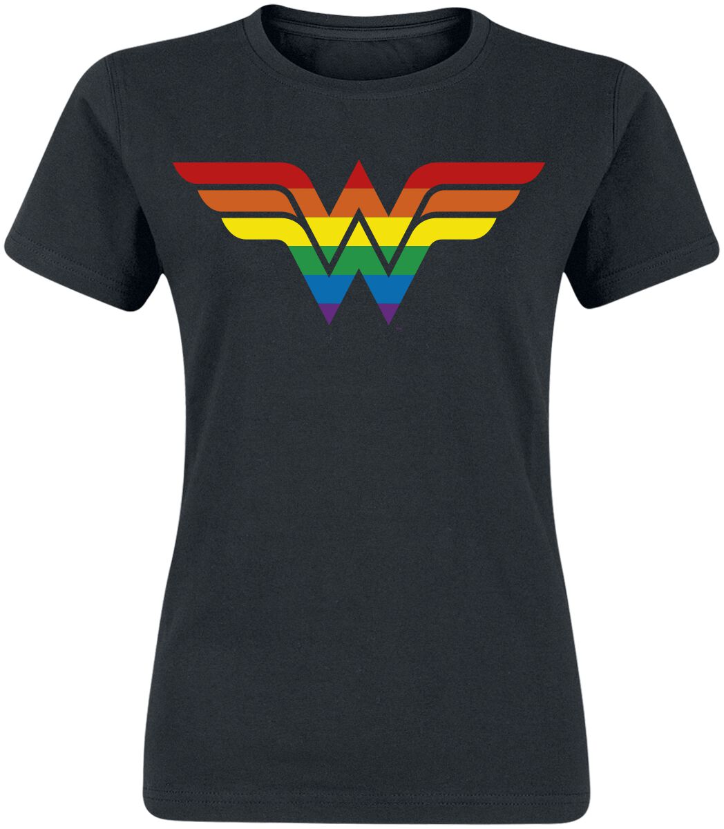 T-Shirt Manches courtes de DC Heroes - Wonder Woman - Pride - S à XXL - pour Femme - noir