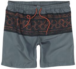 Swim Shorts With Graphic Design, RED by EMP, Badeshort