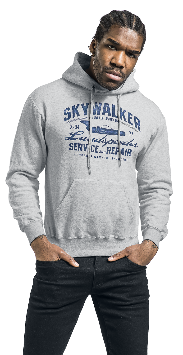Thumbnail - Star Wars Landspeeder Repair - Vintage Kapuzenpullover grau meliert in XL