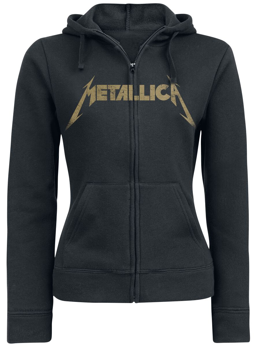 Levně Metallica Hetfield Iron Cross Guitar Dámská mikina s kapucí na zip černá