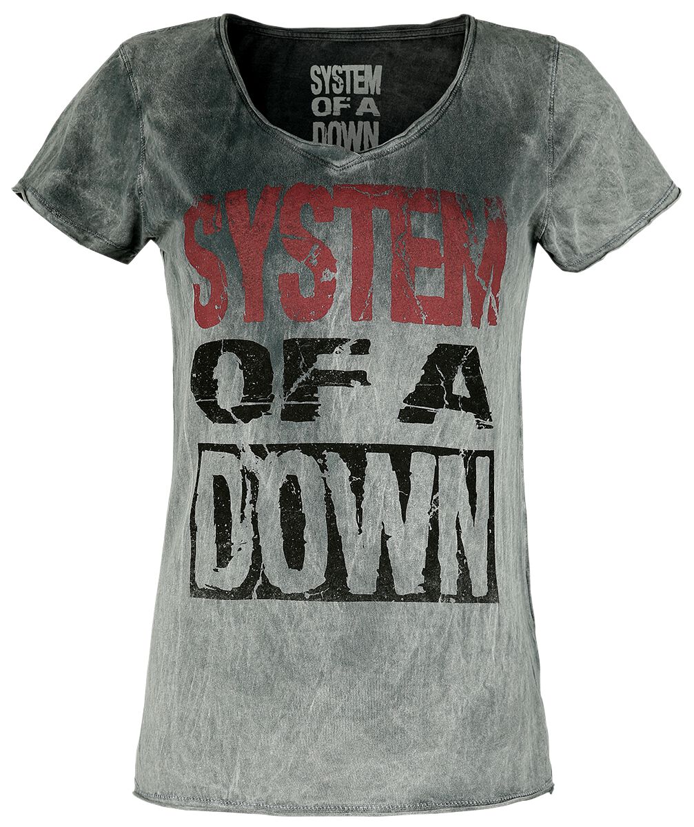 Image of System Of A Down Stacked Logo Girl-Shirt grau