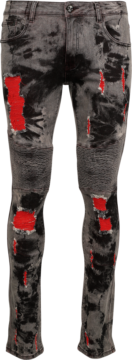 Jeans  di Rock Rebel by EMP - Jared mitWashung und roten Highlights - Uomo - grigio/rosso