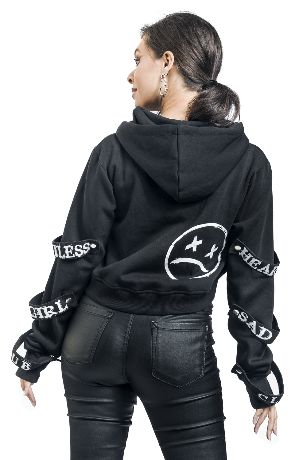 Heartless Sad Girl Club Hood Kapuzenpullover schwarz weiß