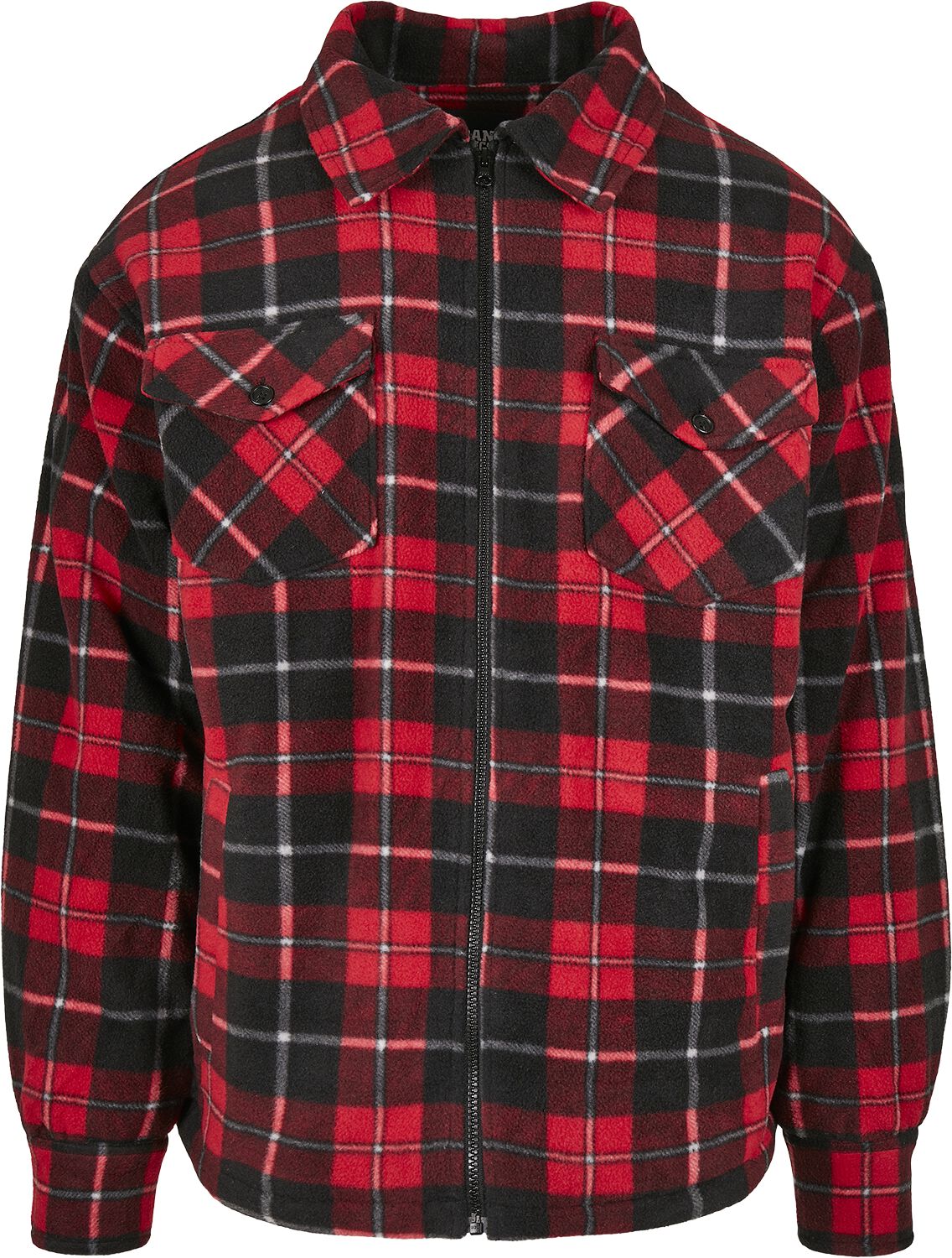 Urban Classics Plaid Teddy Lined Shirt Jacket Between-seasons Jacket black red