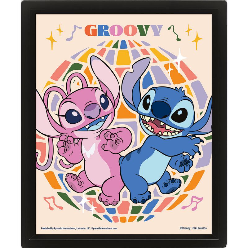 Lilo & Stitch Groovy 3D Lenticular Print Framed 3D Unisex Decoratieve Artikelen - meerkleurig - Standard