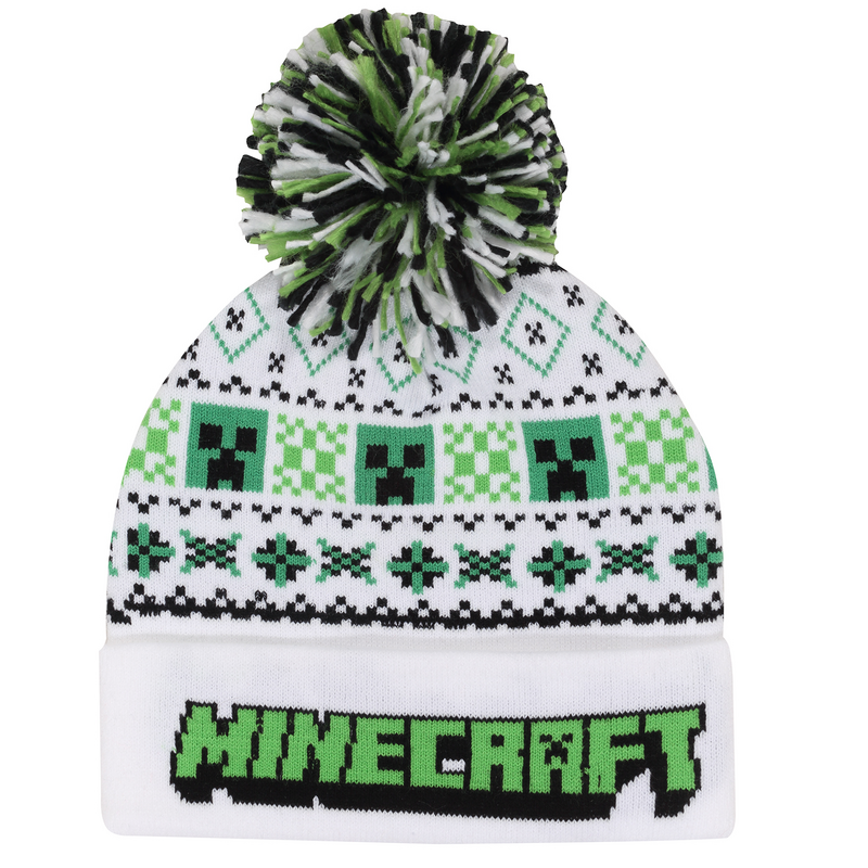 Mössa  av Minecraft - Ski Pom svart/grön/vit