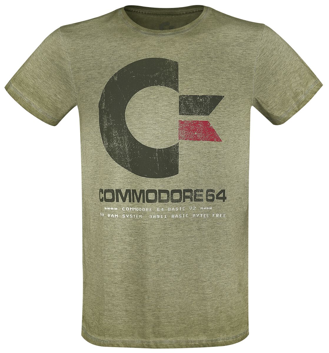 Commodore 64 C64 Logo – Vintage T-Shirt grün meliert – 23.09% Rabatt