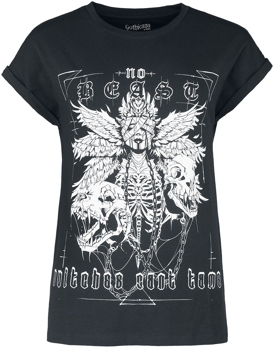 Gothicana by EMP - Gothic T-Shirt - T-Shirt With Large Frontprint - S bis XXL - für Damen - Größe XL - schwarz