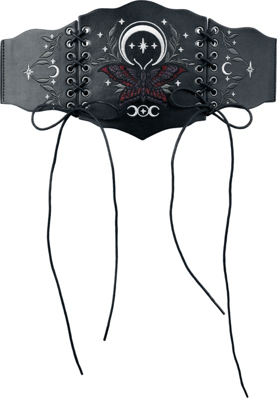 Gothicana by EMP - Gothic Gürtel - Mystical Woods Bestickter Taillengürtel mit Schnürung - für Damen - schwarz