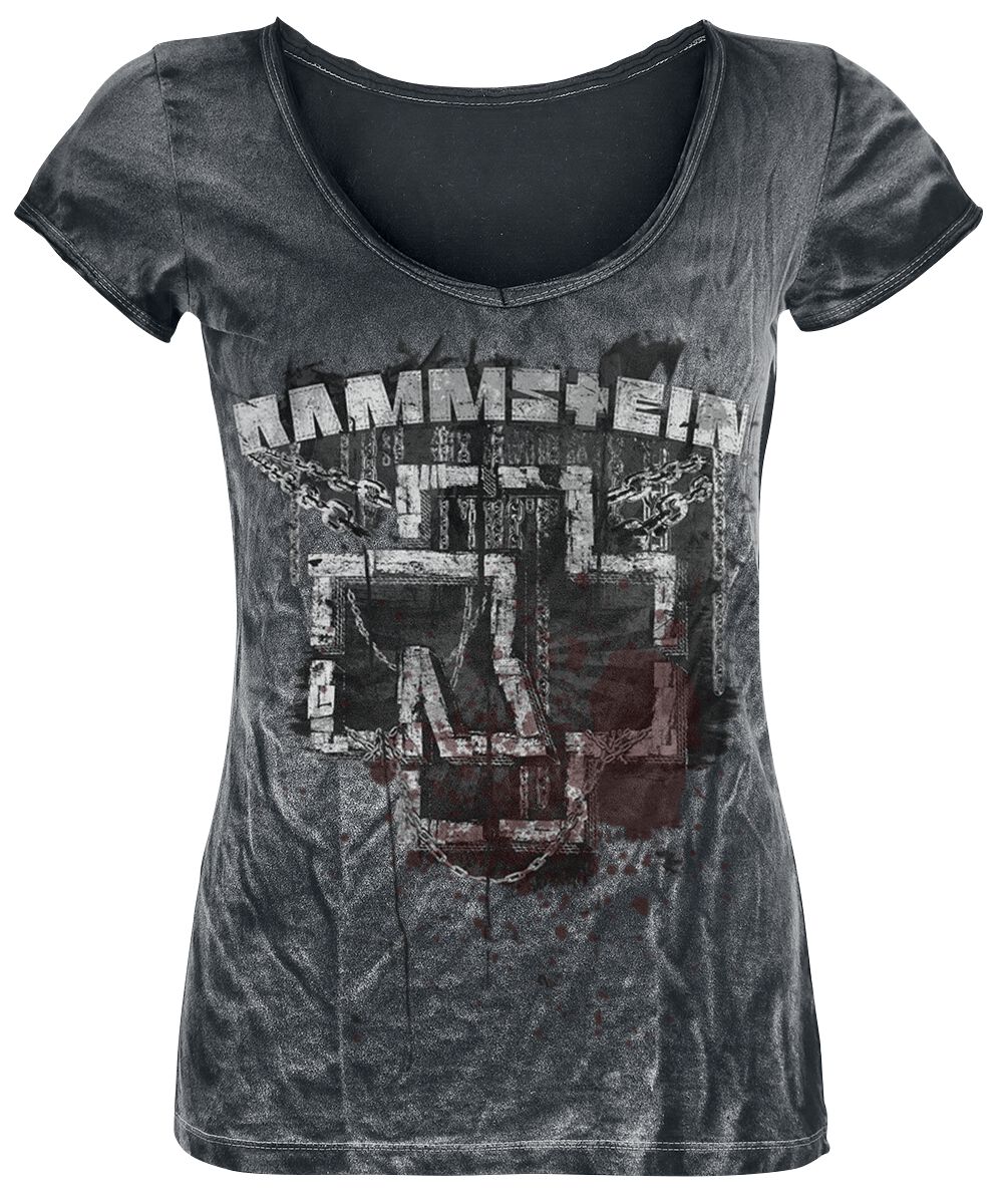 Rammstein T-Shirt - In Ketten - S bis 4XL - für Damen - Größe 3XL - dunkelgrau  - Lizenziertes Merchandise!
