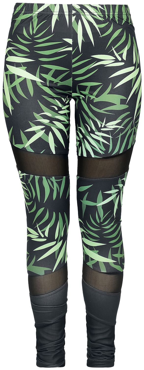Image of Leggings di RED by EMP - Leggings with bamboo print and mesh inserts - S a XXL - Donna - nero/verde