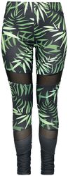 Leggings with bambus print and mesh inserts, RED by EMP, Leggings