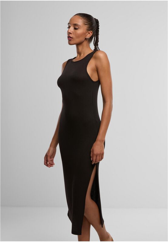 Sukienka długa  z Urban Classics - Ladies' Maxi Racerback Rib Dress - Kobiety - czarny