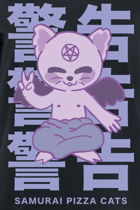 Samurai Pizza Cats T-Shirt - Manga Design - S bis XL - für Damen - Größe M - schwarz  - Lizenziertes Merchandise!