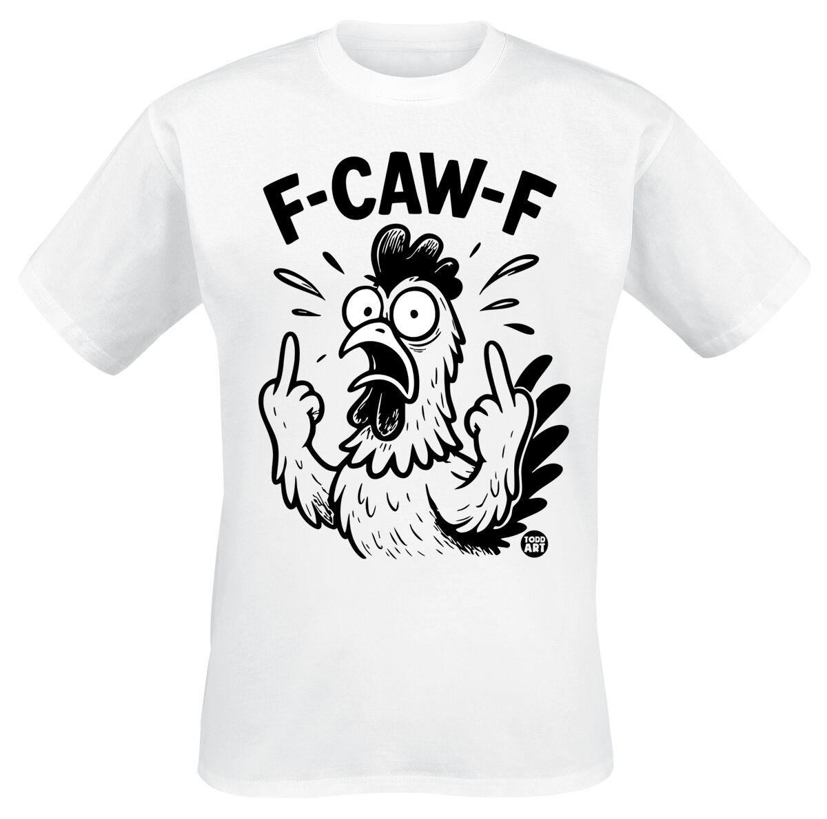 Todd Goldman - Fun T-shirt - F-CAW-F Chicken - M tot 3XL - voor Mannen - wit