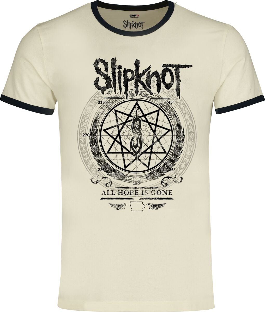 Slipknot T-skjorte - All Hope Is Gone - Ringer Shirt - S til 4XL - Herrer - antikk hvit