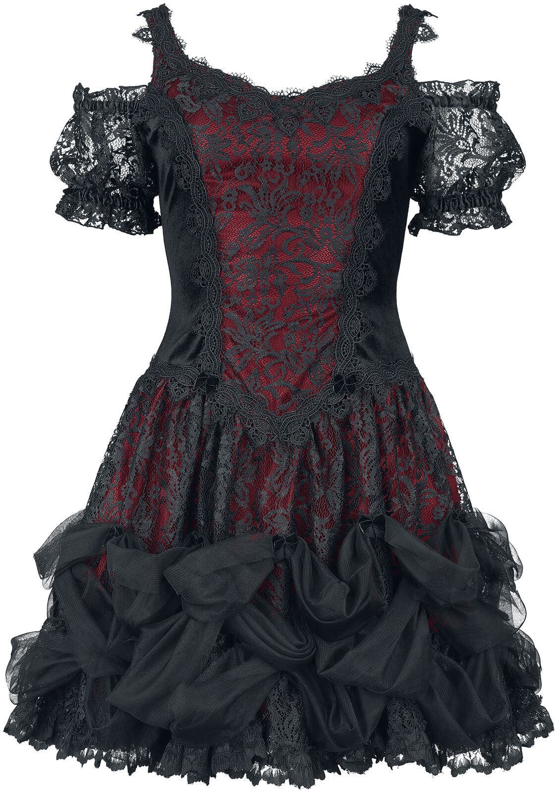 Sinister Gothic - Mittelalter Kurzes Kleid - Gothic Dress - XS bis XXL - für Damen - Größe XXL - schwarz/rot