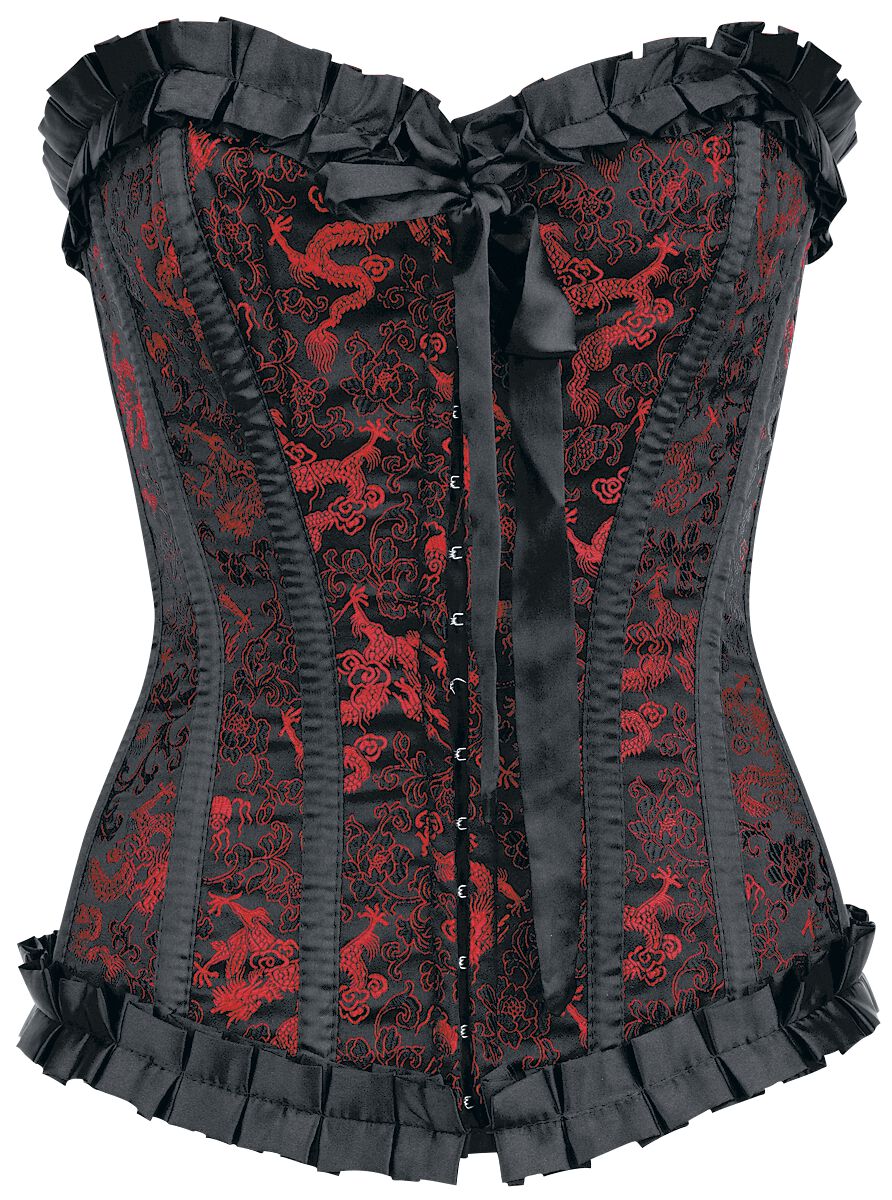 Image of Burleska - Lily Hook Red Dragon - Corsetto - Donna - nero rosso