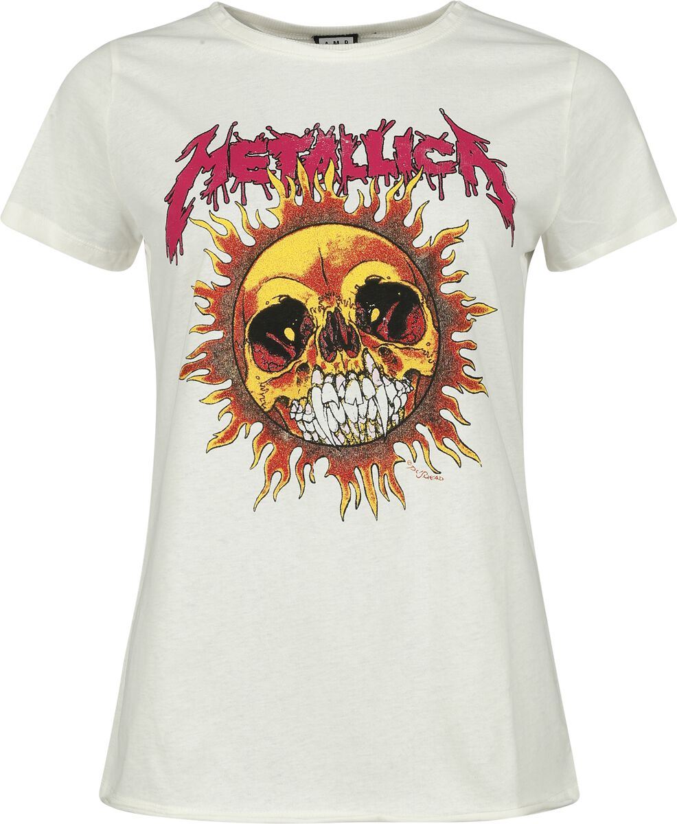 Metallica T-Shirt - Amplified Collection - Neon Sun - S bis XL - für Damen - Größe M - altweiß  - Lizenziertes Merchandise!