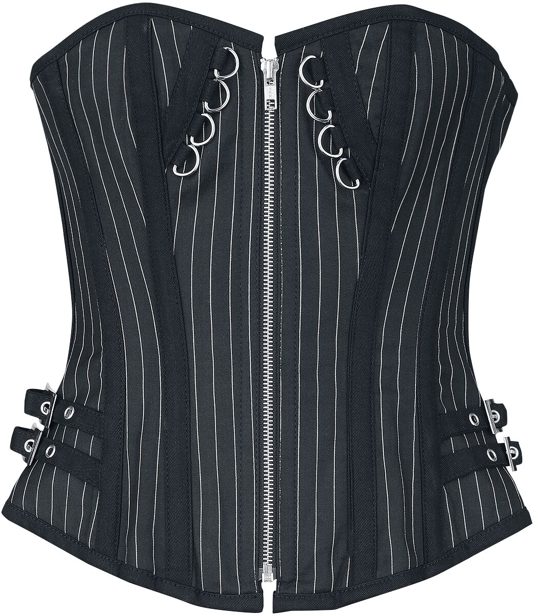 Gothicana by EMP Corset with Stripes and Zipper Korsage schwarz in XXL