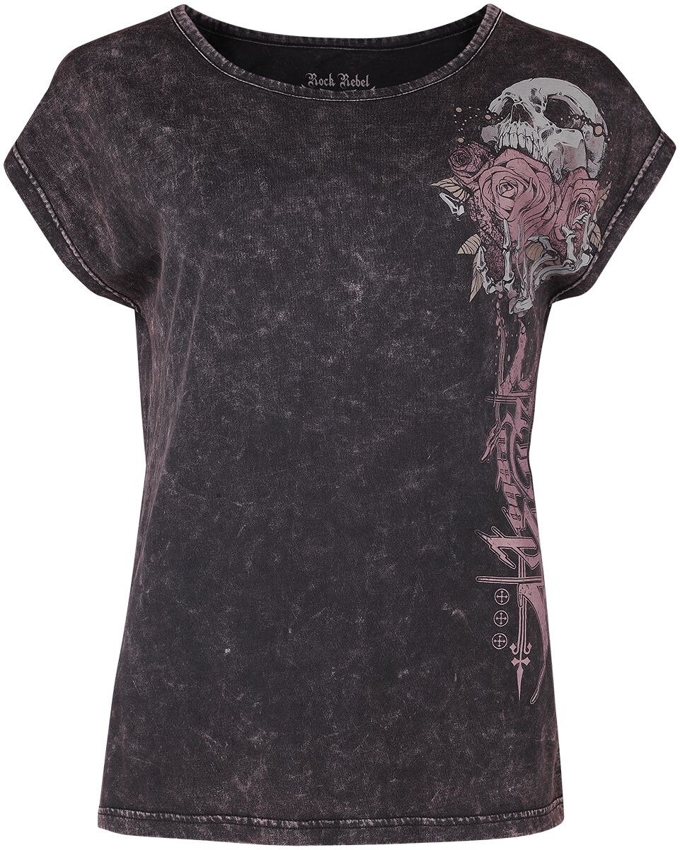 T-Shirt mit individueller Waschung T-Shirt grau von Rock Rebel by EMP