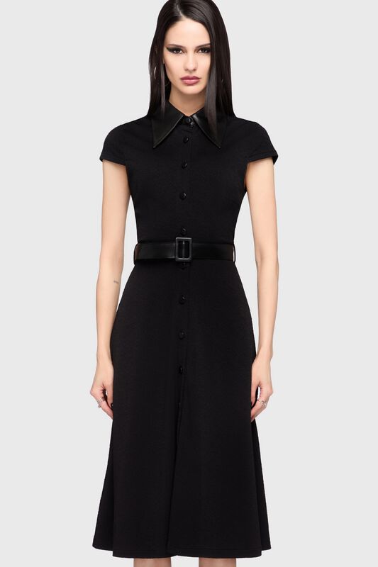 KIHILIST by KILLSTAR - Gothic Halvlång klänning - Kihilist Obsidienne Collar Dress - XS 3XL - för Dam - svart