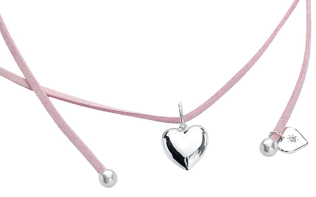 Lovett & Co. Puff Heart Pink Ribbon Choker Necklace light pink