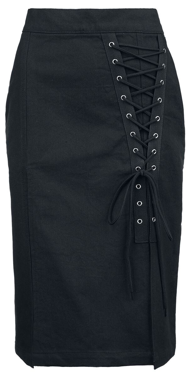 Image of Gonna al ginocchio Gothic di Gothicana by EMP - Skirt With Lace Details - S a XXL - Donna - nero