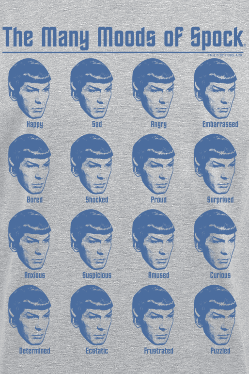 0199756924682 - Many Moods Of Spock T-Shirt grau in 3XL 0199756924682 - Many Moods Of Spock T-Shirt grau in 3XL