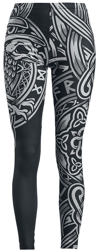 Schwarze Leggings mit keltisch anmutendem Print
