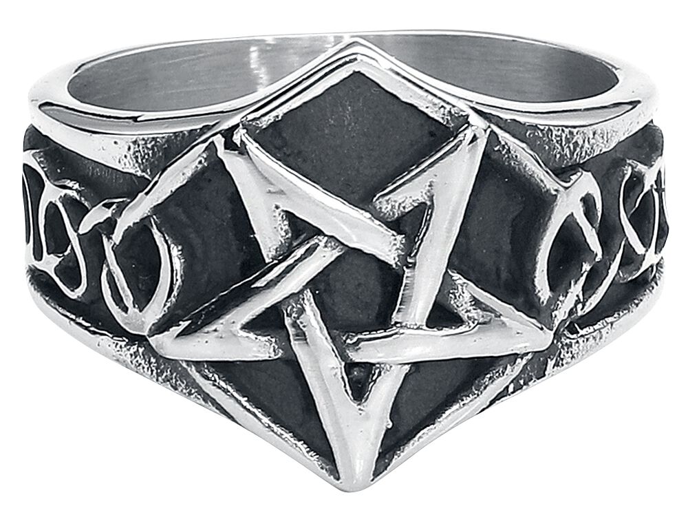 Image of etNox hard and heavy Pentagramm Ring silberfarben