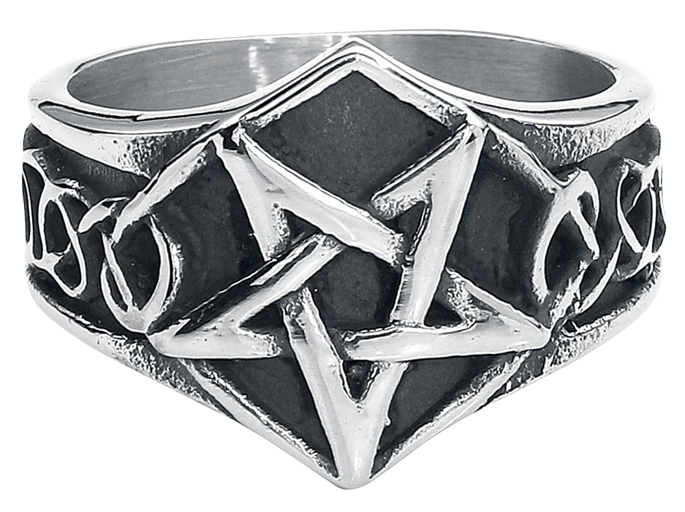 etNox hard and heavy - Pentagramm - Ring - silberfarben