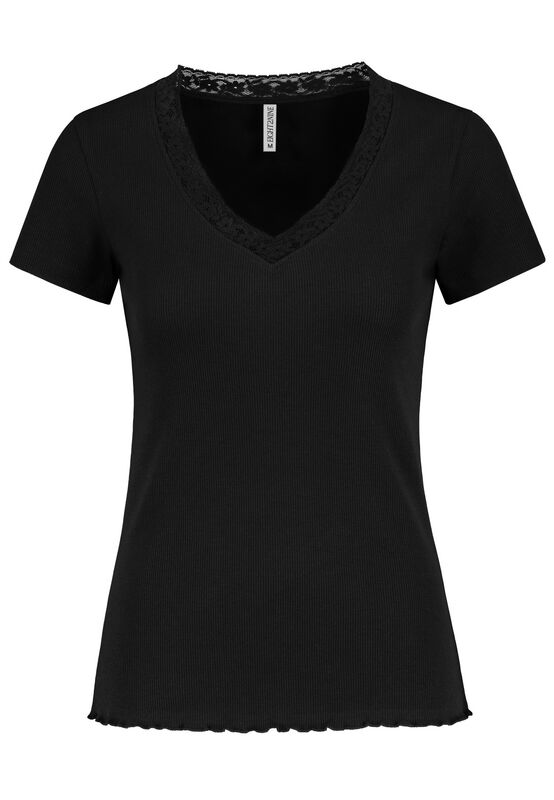 Eight2Nine T-SHIRT WITH LACE T-Shirt schwarz in M