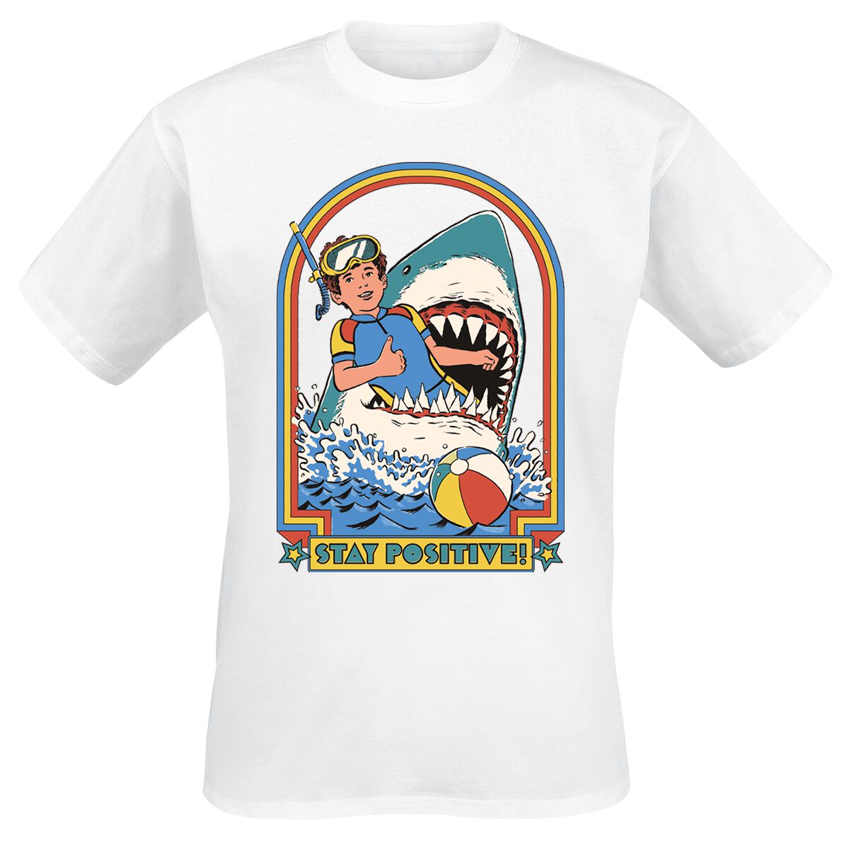Image of T-Shirt Magliette Divertenti di Steven Rhodes - Stay Positive - S a 4XL - Uomo - bianco