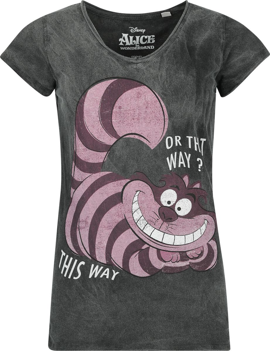 Alice im Wunderland Grinsekatze - This Way  Or That Way? T-Shirt grau in S